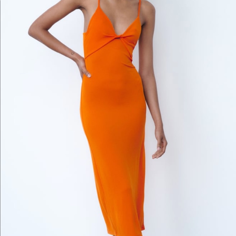 Orange Zara Cut-out Dress